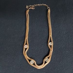 Rose "gold" and Rhinestone Necklace 14" long Rose gold color with 4 rhinestones